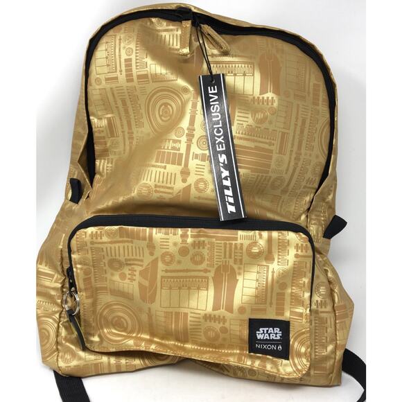 NWT Nixon X Star Wars Tillys Gold Book Bag Backpack 100% Polyester C2701SW - Picture 3 of 4